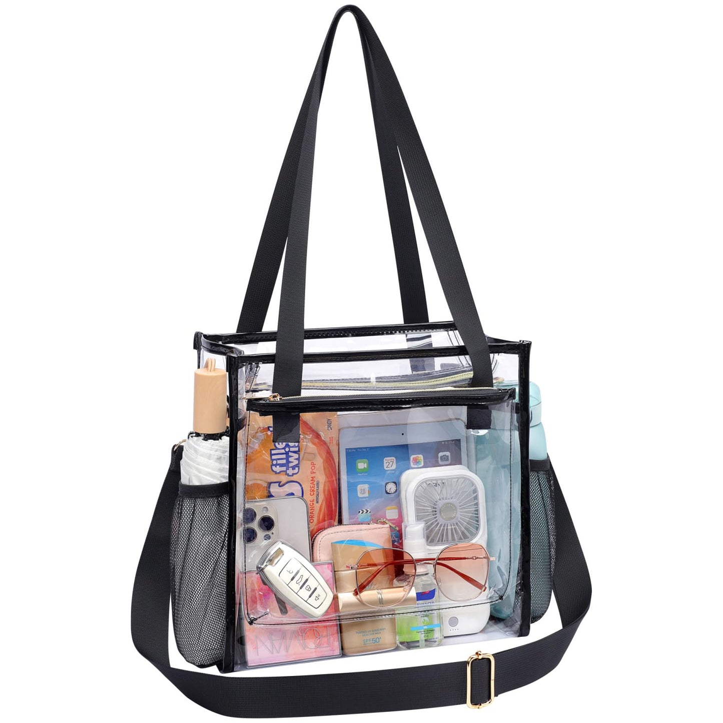 PACKISM Holographic Clear Tote Bag Stadium Approved for Women