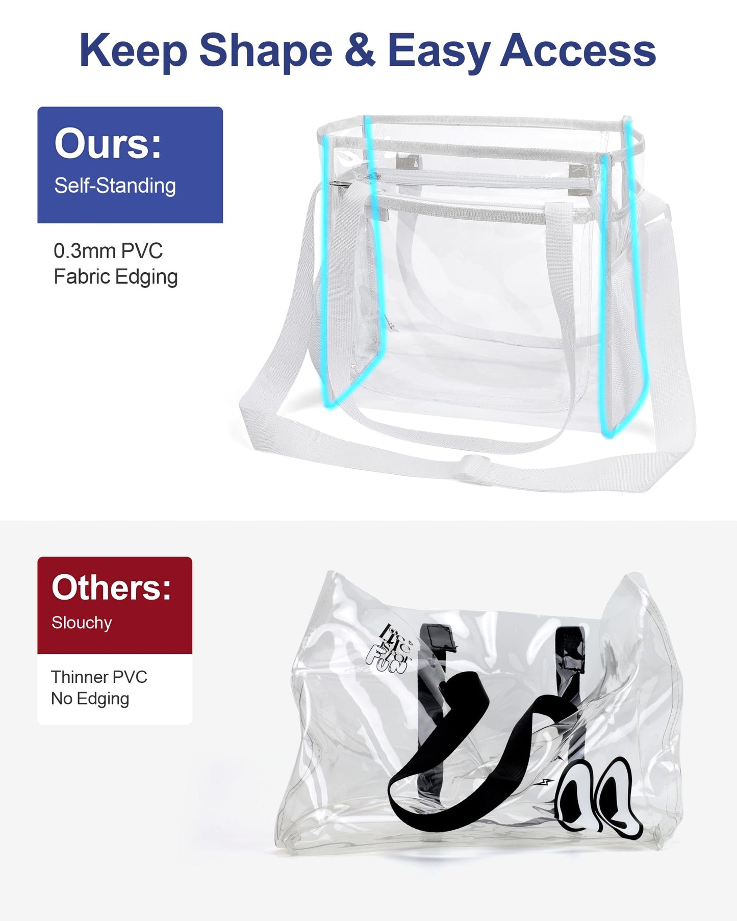 PACKISM Holographic Clear Tote Bag Stadium Approved for Women