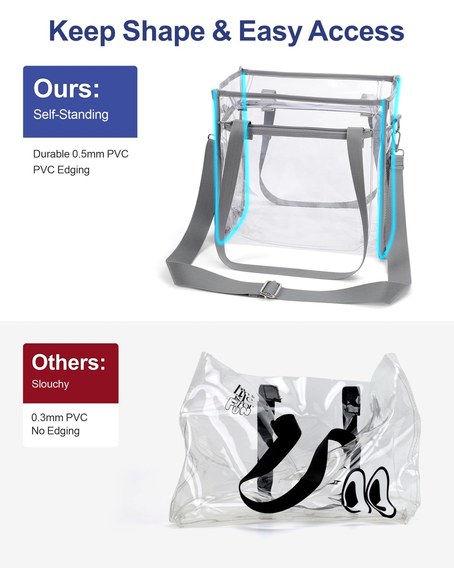 PACKISM Holographic Clear Tote Bag Stadium Approved for Women