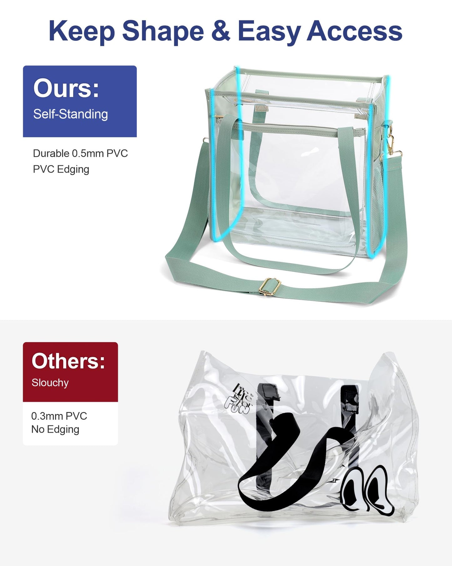 PACKISM Holographic Clear Tote Bag Stadium Approved for Women