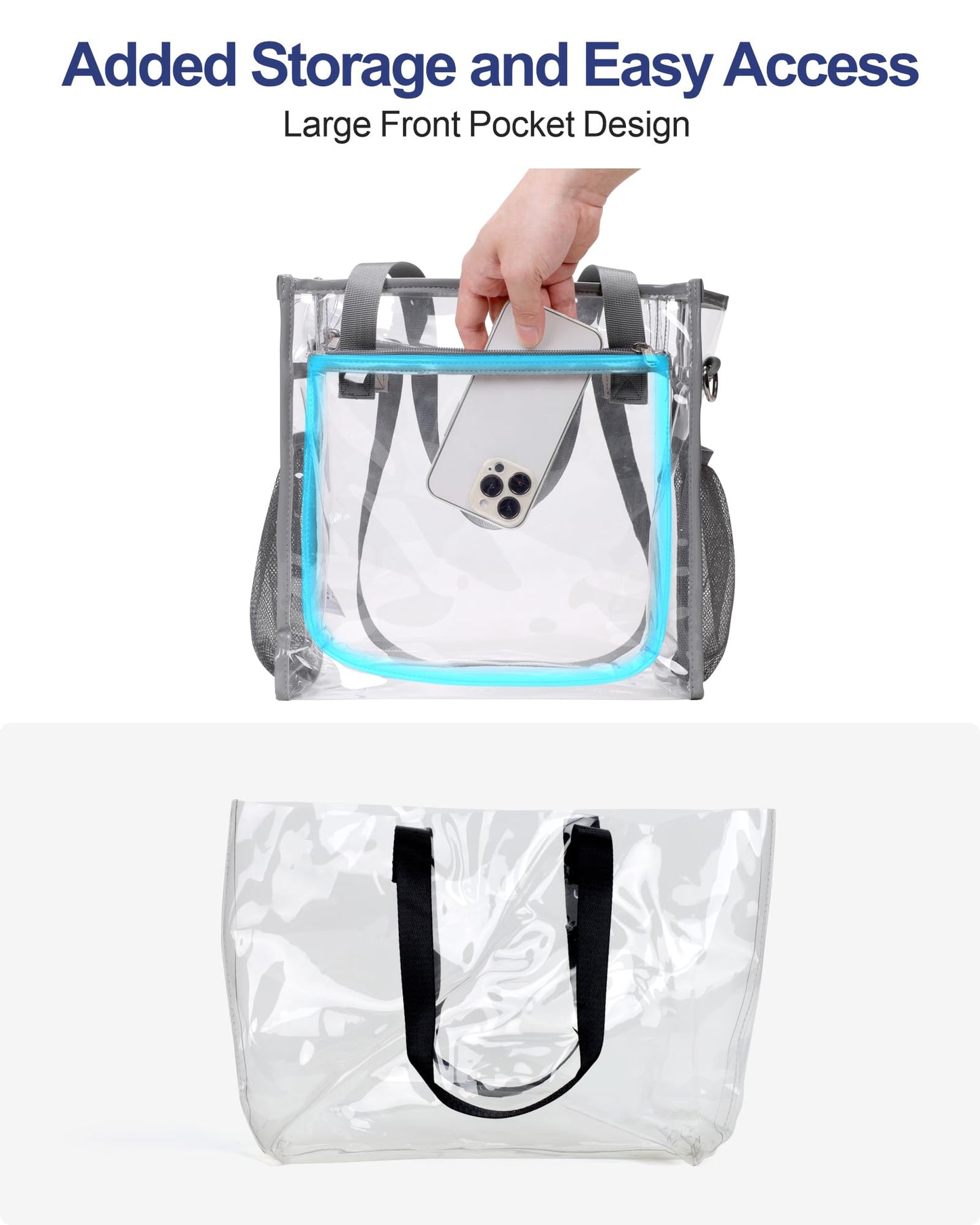 PACKISM Holographic Clear Tote Bag Stadium Approved for Women