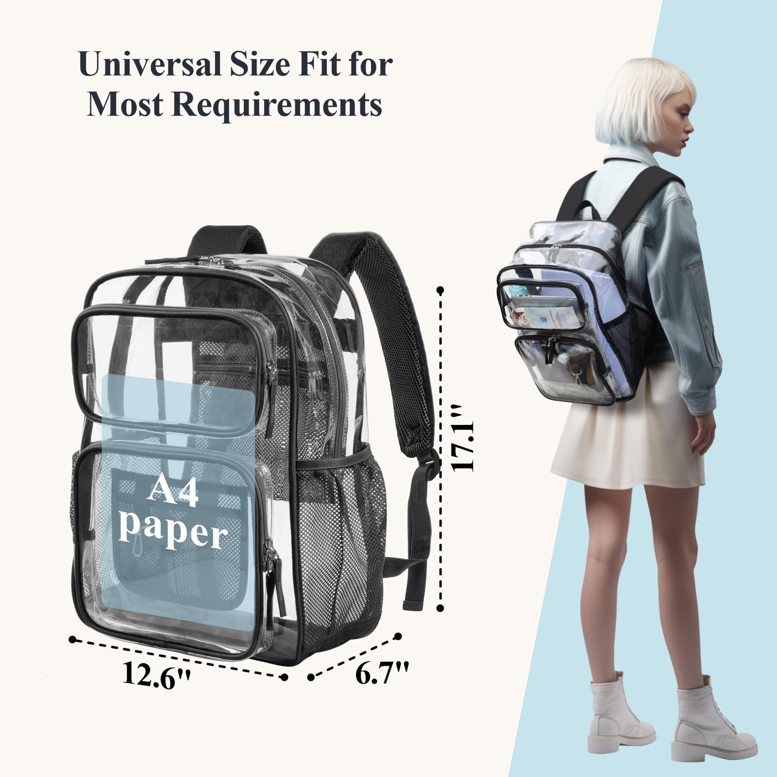 PACKISM X Large Clear Backpack for Students Travel