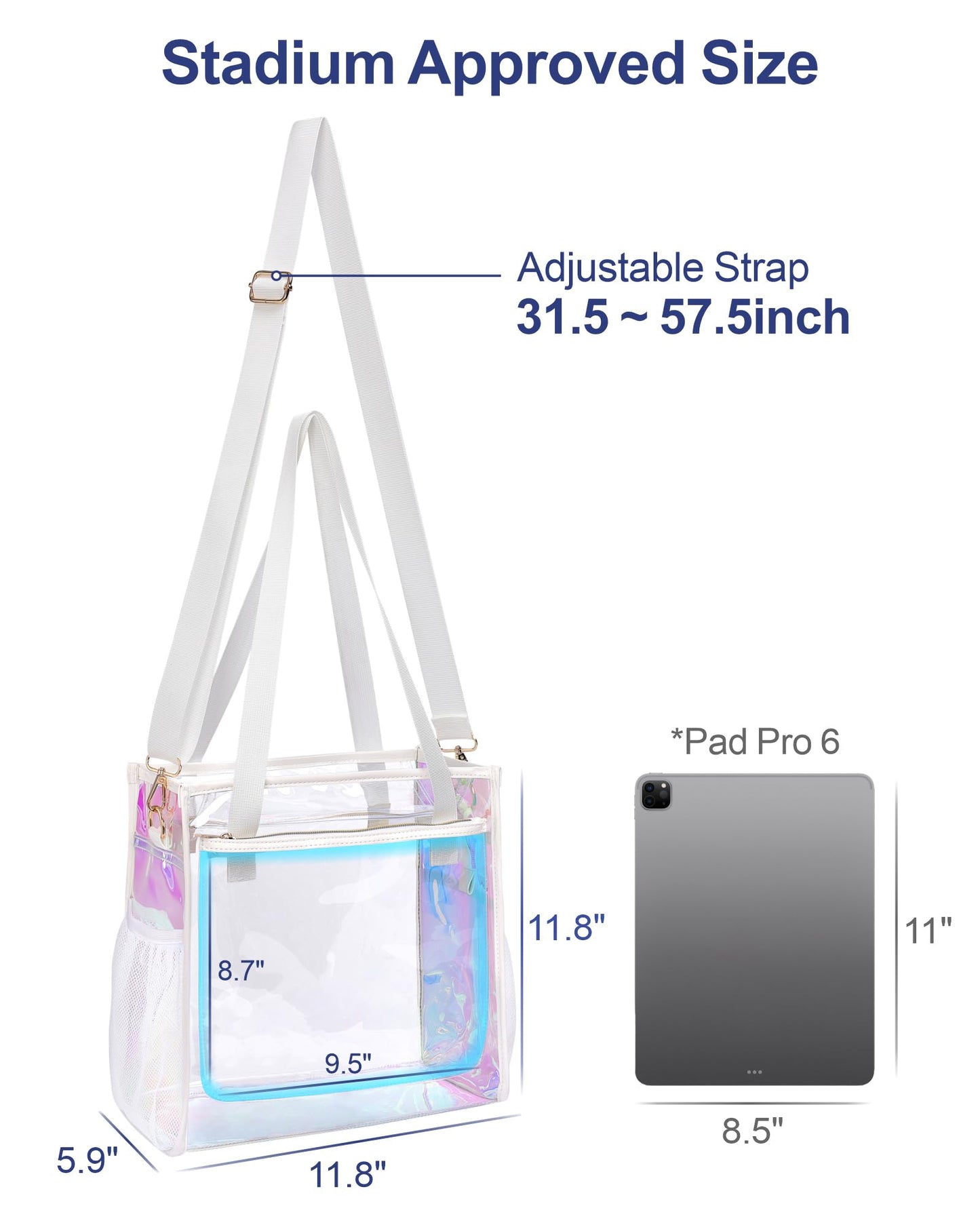 PACKISM Holographic Clear Tote Bag Stadium Approved for Women